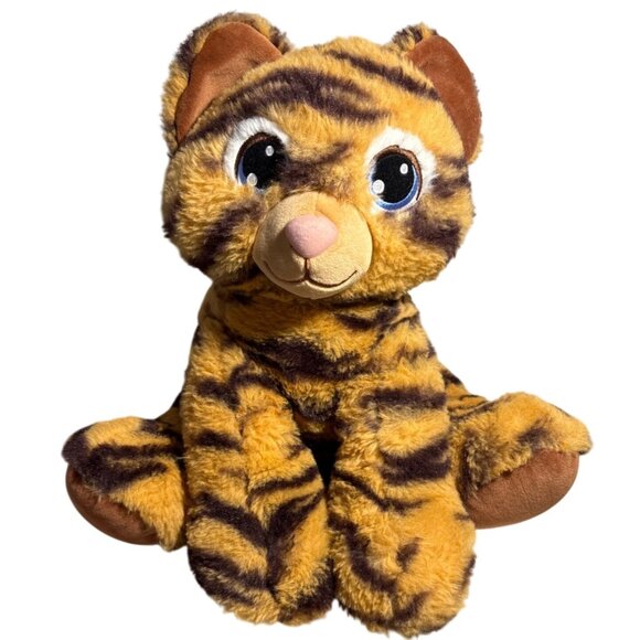 Build A Bear Striped Tiger Cub Wild Cat Plush Orange Blue Eyes BAB Retired - Picture 1 of 9